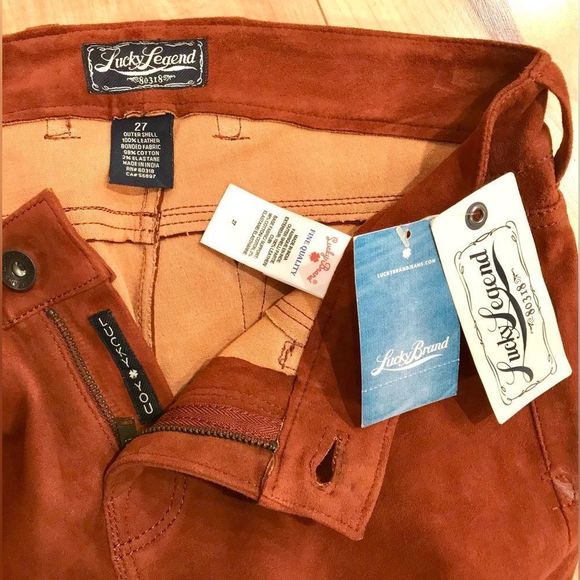 LUCKY BRAND 2Â PIECE SUEDE MOTORCYCLE MOTO JACKET & MATCHING PANTS NWT - Picture 15 of 15